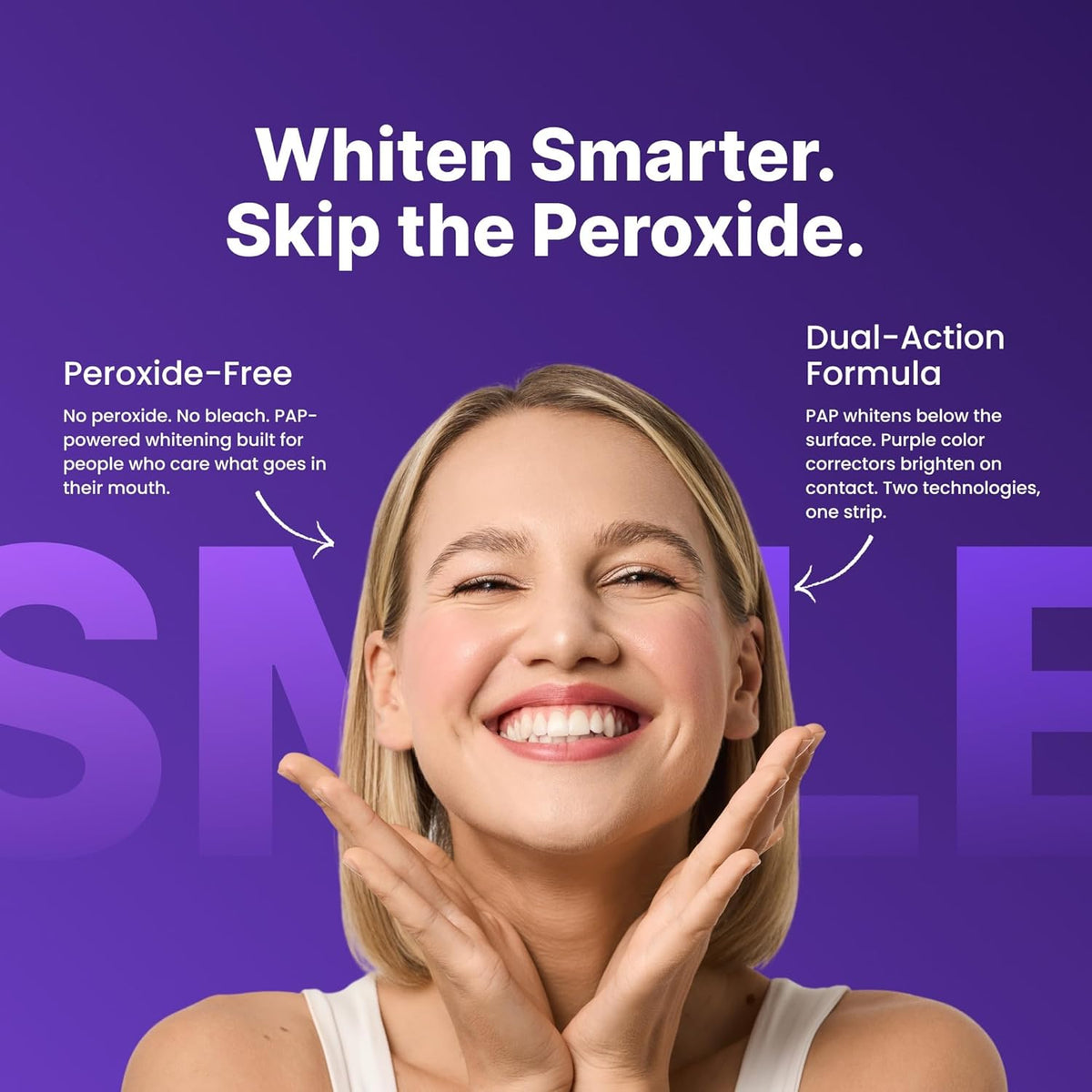 Purple Teeth Whitening Strips - 7/21 Whitening Sessions - Safe for Enamel - Non Sensitive Teeth Whitening - Peroxide-Free